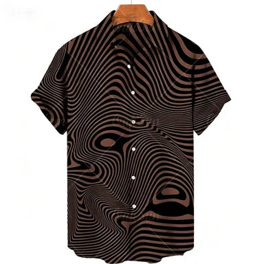 American Summer Gradient Tiger Pattern Cuban Collar Shirt Trendy Brand