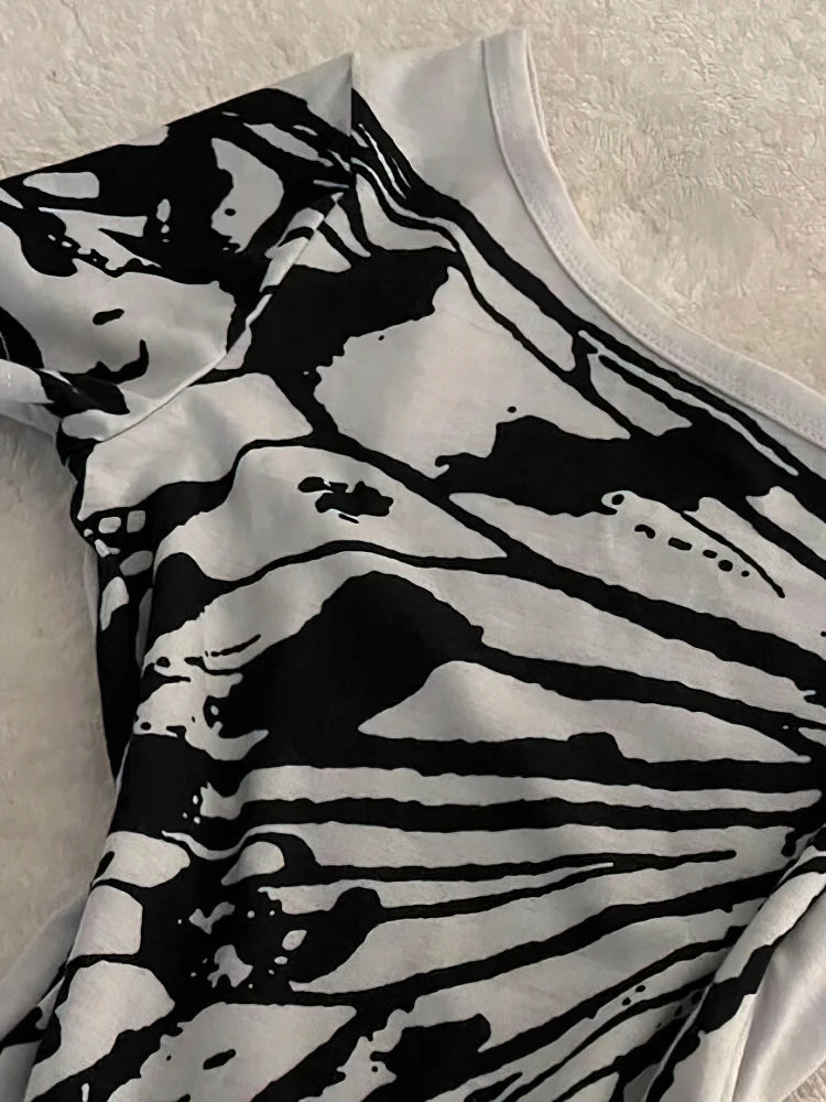 Sexy Off shoulder Summer T shirt Women Korean Harajuku Aesthetic Print