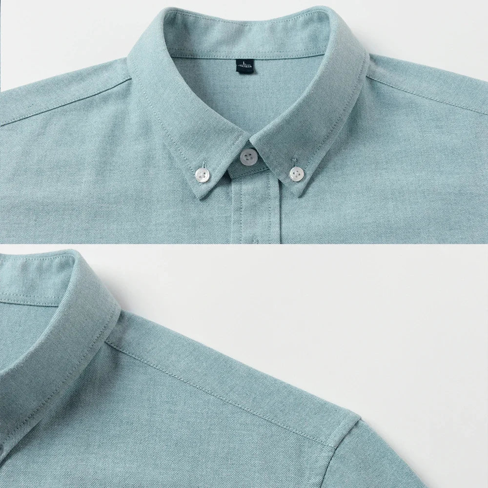 Men's Slim-Fit Oxford Cotton Shirt: Long Sleeves, Casual Breathable