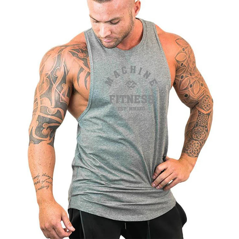 MACHINE FITNESS JUST GYM Bodybuilding Tank Top Mens Workout Vest