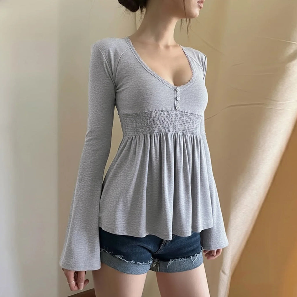 Women Knitting Sweater 2025 New French Chic Blouse Lace Paneled Low