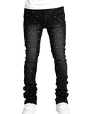 Men's Jeans with Nail Rhinestone Decoration, Shiny Stretch
