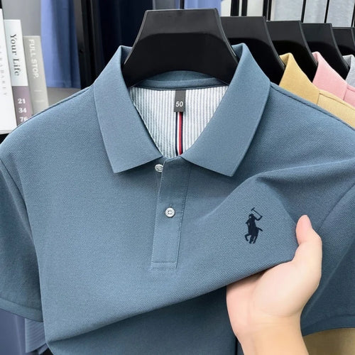 100% pure cotton 2026high-end brand men's short sleeve polo shirt
