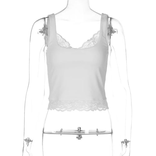 Tossy Black Lace Tank Top For Women V-Neck Backless Streetwear