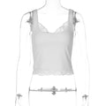 Tossy Black Lace Tank Top For Women V-Neck Backless Streetwear