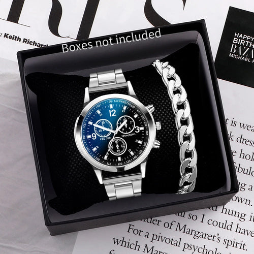 1/2PCS Men Business Watches Fashion Men's Steel Band Quartz Watch with