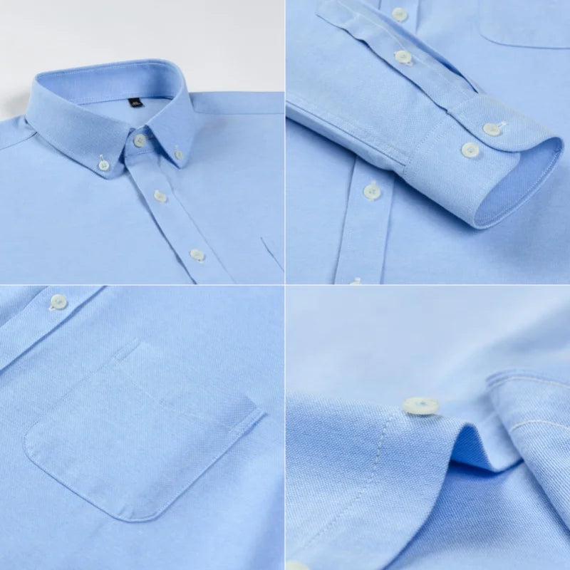 100%Cotton Men's Oxford Shirt Long Sleeved For Male Comfort Breathable