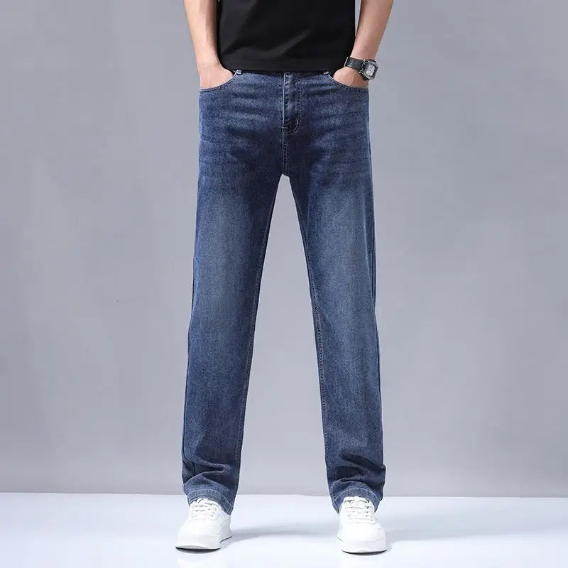 New Autumn Winter Mens Business Casual Jeans Straight Leg Fashion