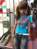 Y2k Letter Print T-shirt American Japanese Retro 90s Fashion 2000s
