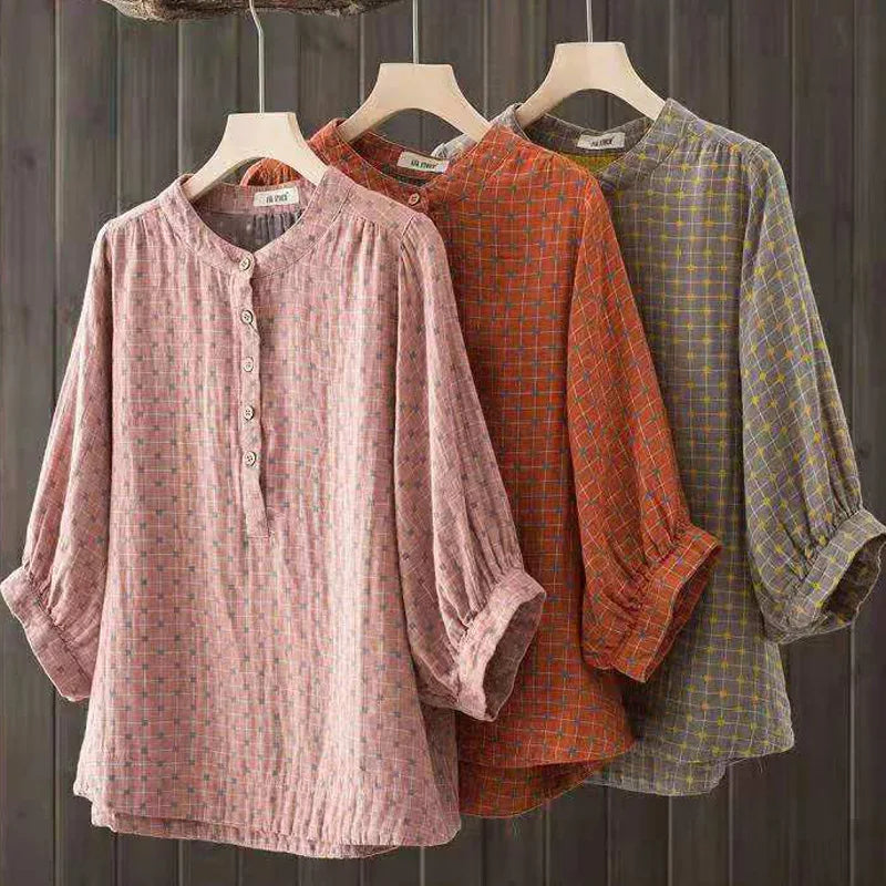 Women's Blouse Women Japanese Cotton Yarn Print Shirts & Blouses