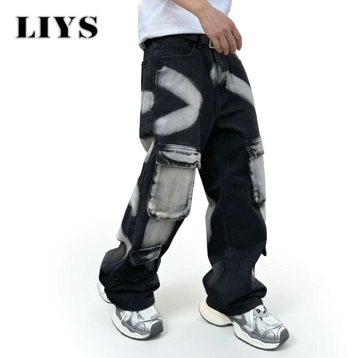 2026 Spring Summer Men's Black Straight Leg Workwear Jeans With