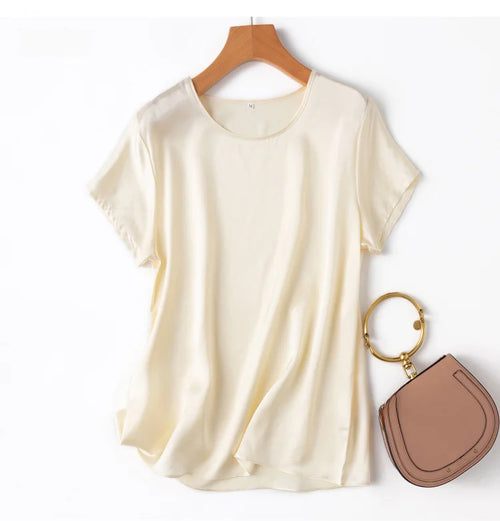 100% Mulberry Silk 19 Momme Charmeuse Silk Women Tank Top T-shirt