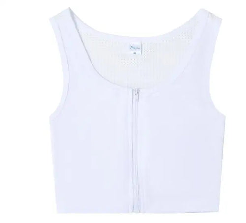 Chest Breast Binder Trans Crop Top Bandage Front Zipper Flat Breast