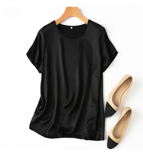 100% Mulberry Silk 19 Momme Charmeuse Silk Women Tank Top T-shirt