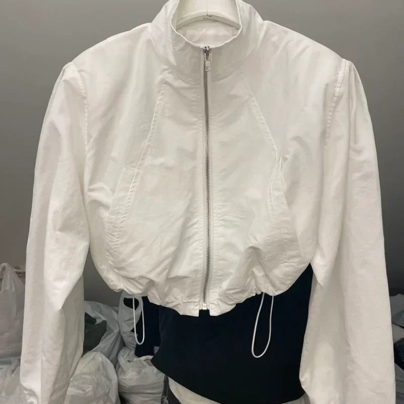 Autumn Vintage Women's Windbreaker Cropped Jackets Harajuku Oversized
