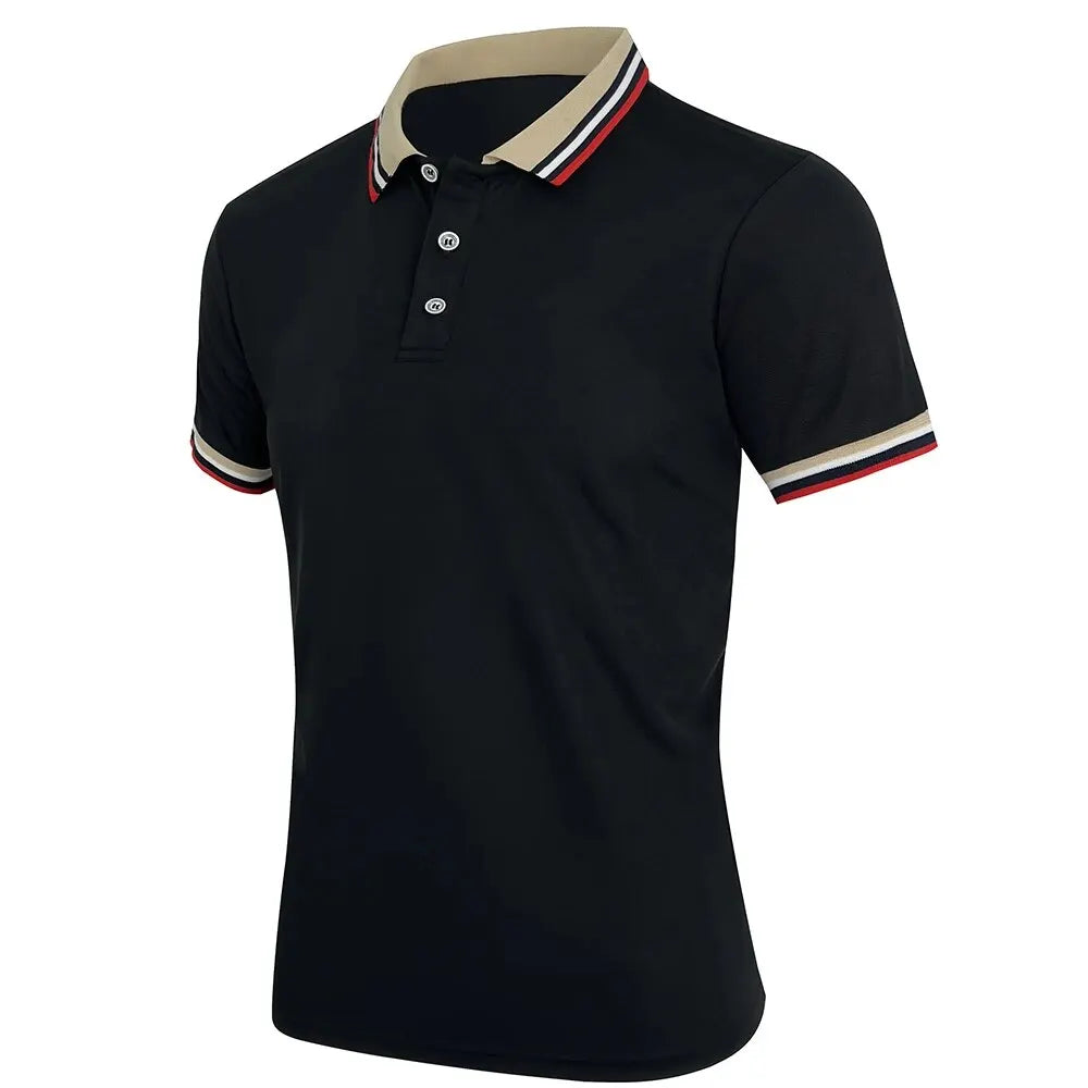 Men Summer Solid Casual Office Breathable Cotton Polo Shirt Fashion