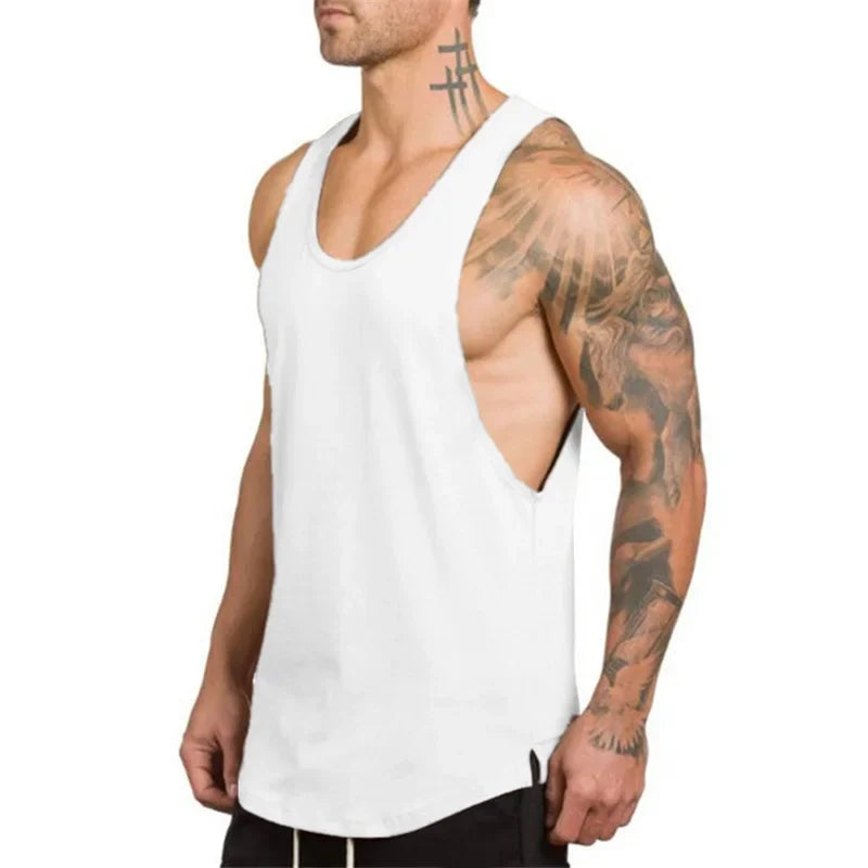 Plain Vests Cotton Breathable Sleeveless T-shirts Gym Fitness