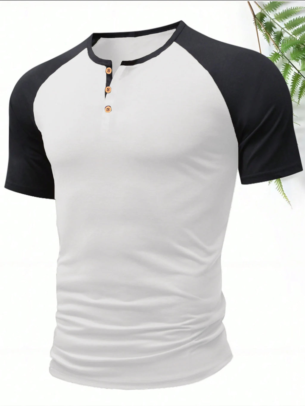 Men's Fashion Henley T-Shirt Summer Loose Crew Neck Short Sleeve