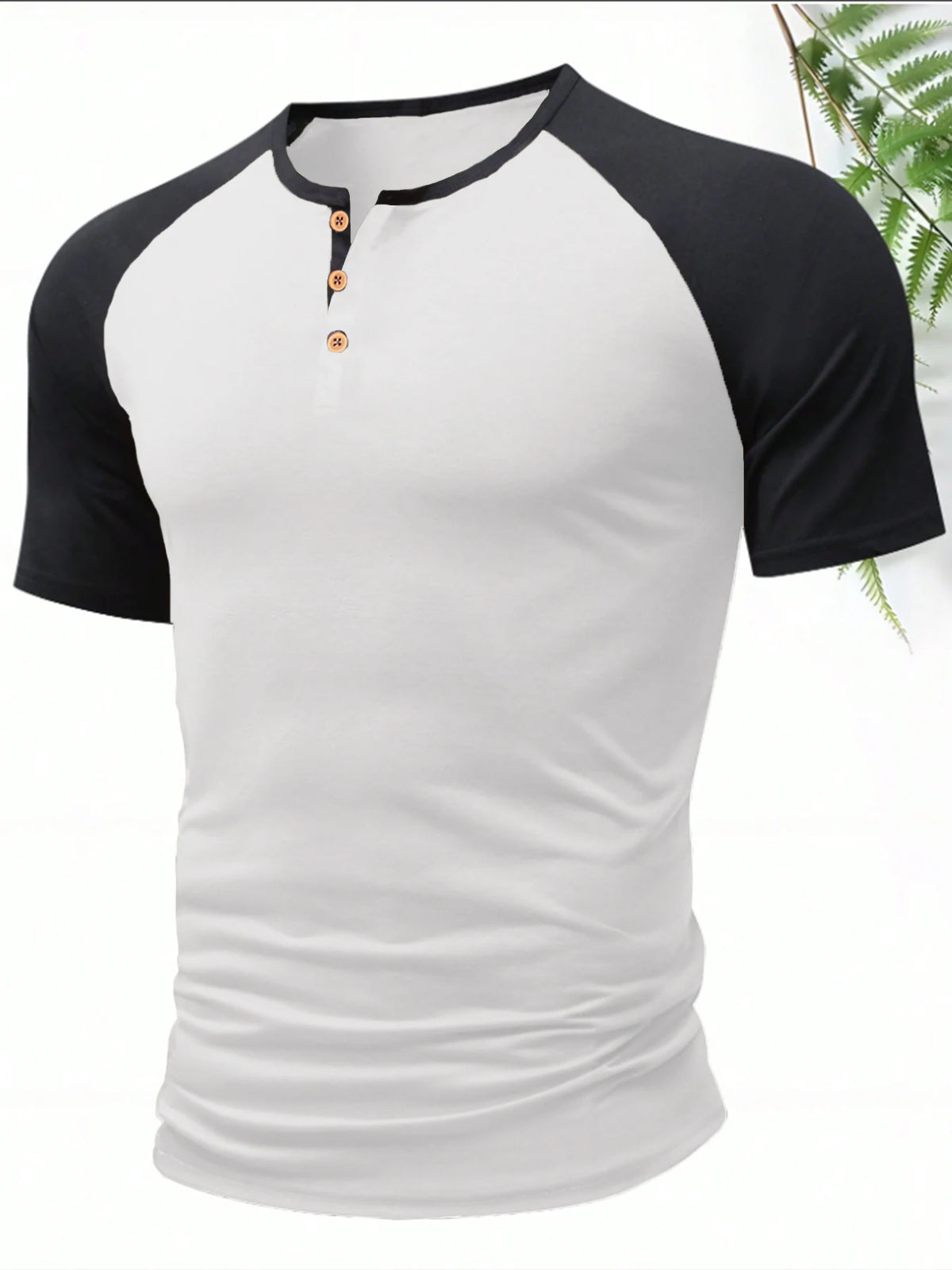 Men's Fashion Henley T-Shirt Summer Loose Crew Neck Short Sleeve