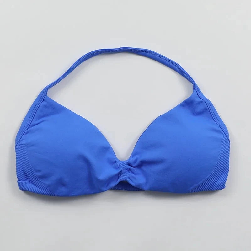 Strappy Bra Gym Top Women High Support Thin Strap Halter Sports