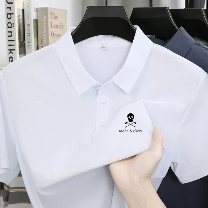 Brand Ice Silk Short sleeved Men's Polo Shirt Printed Design Top