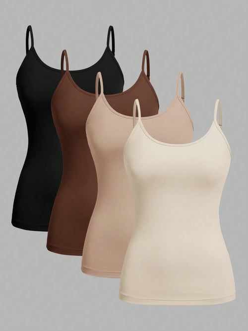 4 pcs Women Solid Color  Camisoles Vest Women Tank Tops Female Summer