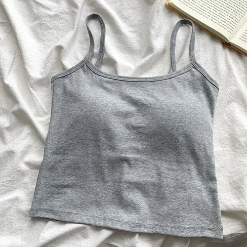 Women's Solid Color Spaghetti Straps Sleeveless Slim Camisole with