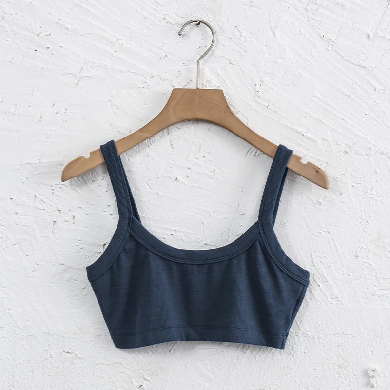 Women's Cotton Crop Top Summer Hot Girl Sleeveless Tank Tops Sexy