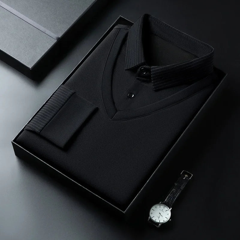 2025 New Men's Casual and Fashionable Long Sleeved Solid Color Fake