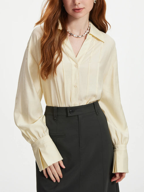 FSLE Women Long Sleeve Blouses V-Neck Women Pink Autumn Tops Striped