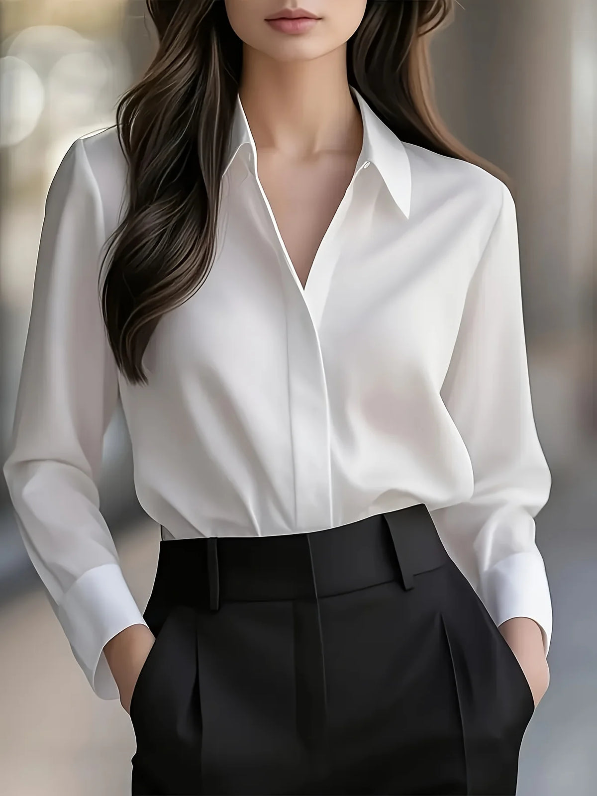 Temperament Loose Woman Shirt Fashion Casual Blouse Elegant long