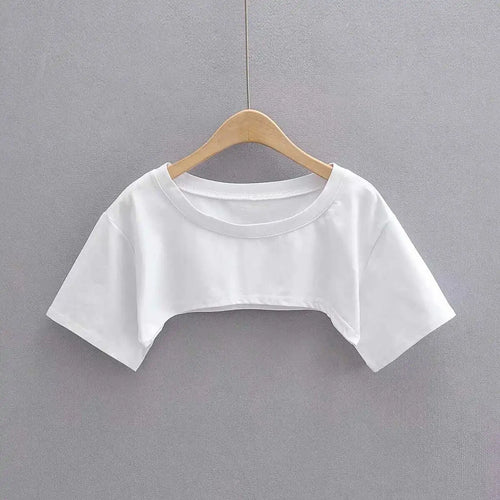 2026 New Tops Women Blouses Solid Color Super Short Sexy Cotton Tee
