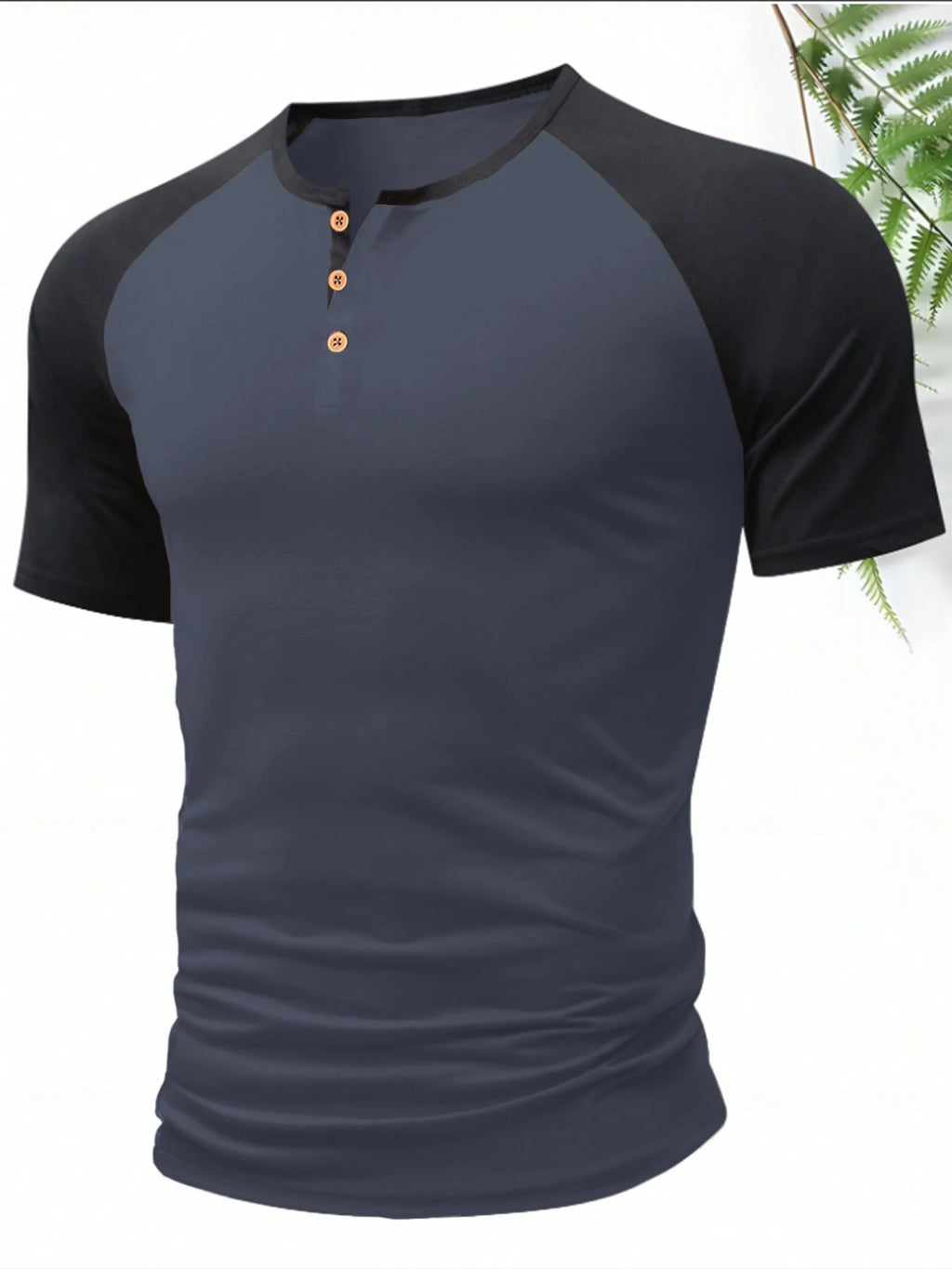 Men's Fashion Henley T-Shirt Summer Loose Crew Neck Short Sleeve