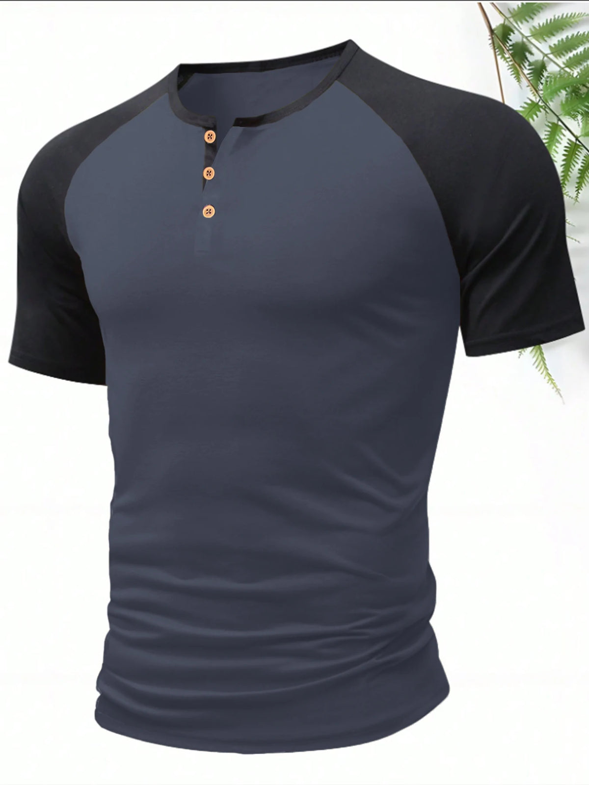 Men's Fashion Henley T-Shirt Summer Loose Crew Neck Short Sleeve