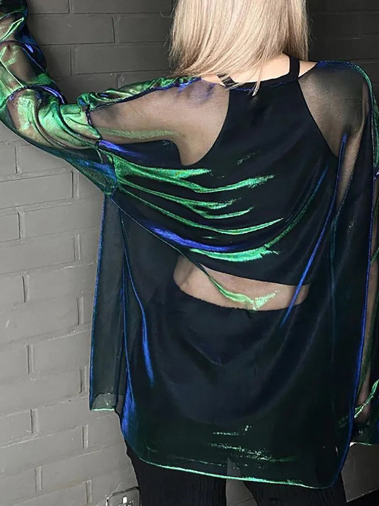 See Through T Shirts For Women Y2k Clothes Sexy Crop Tops Long Sleeve