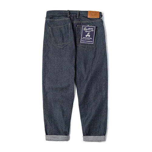 Maden Vintage Raw Denim Jeans for Men Cargo Selvedge Denim Jeans Slim