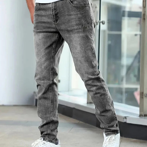 1pc Men'S Casual Slim Fit Stretch Jeans, Chic Street Style Distressed