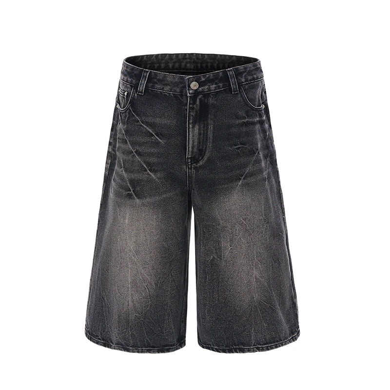 2026 Summer American Lightning Crack Black Grey Jeans Men's Straight