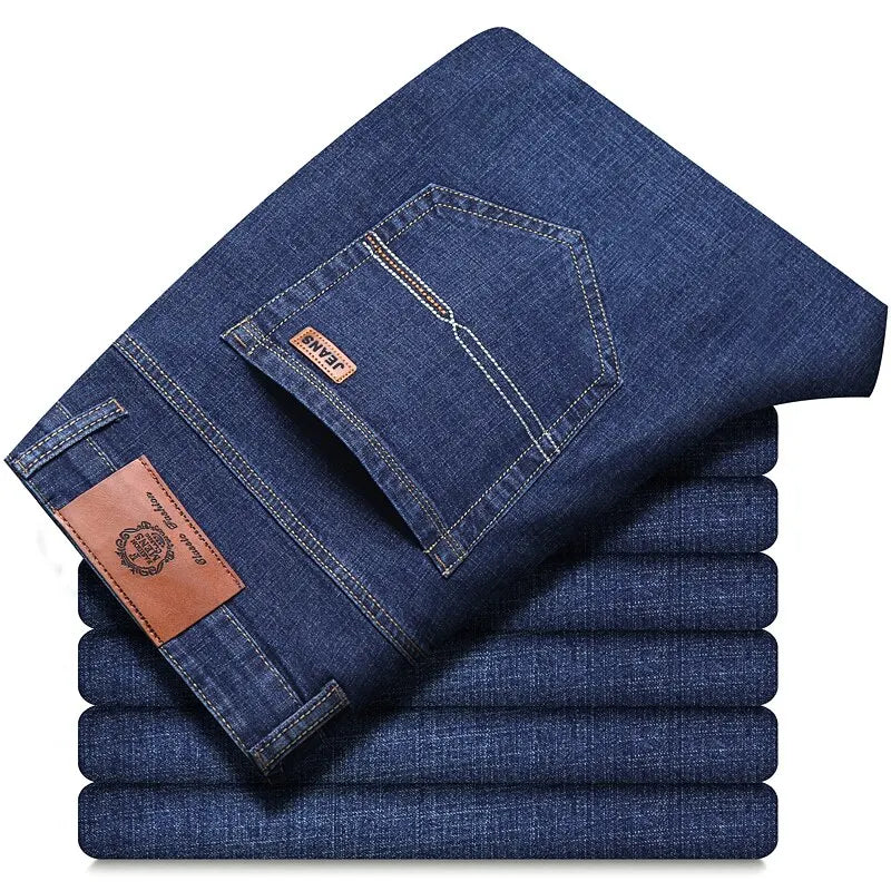 Men Fashion Straight Jeans Mens 2025 New Stretch Slim Fit Pants