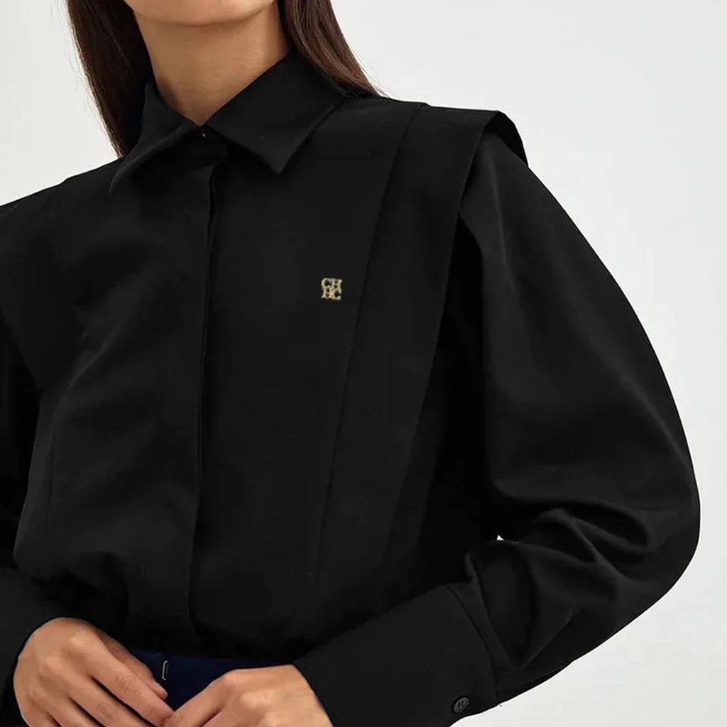 CH Womens CH Logo Embroidered Shirt Long Sleeve Structured Shoulder