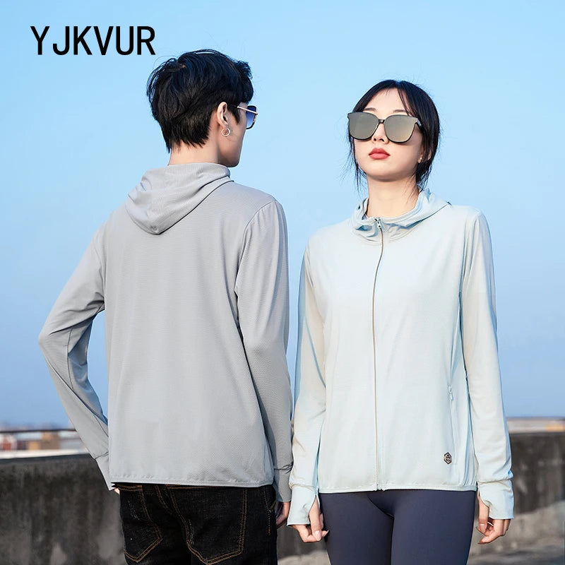 YJKVUR Unisex Summer New UPF 50+ UV Sun Protection Hoodie Jacket Men