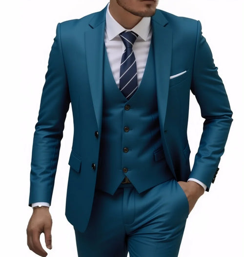 13 Color Basic Style Men's Casual Solid Color 3 Pieces Suits / Male