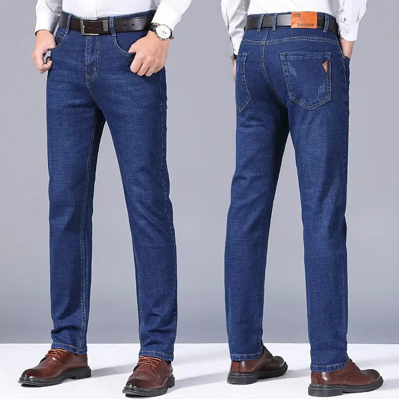 Men  Comfortable Soft Business Fashion Straight Casual Denim Trousers