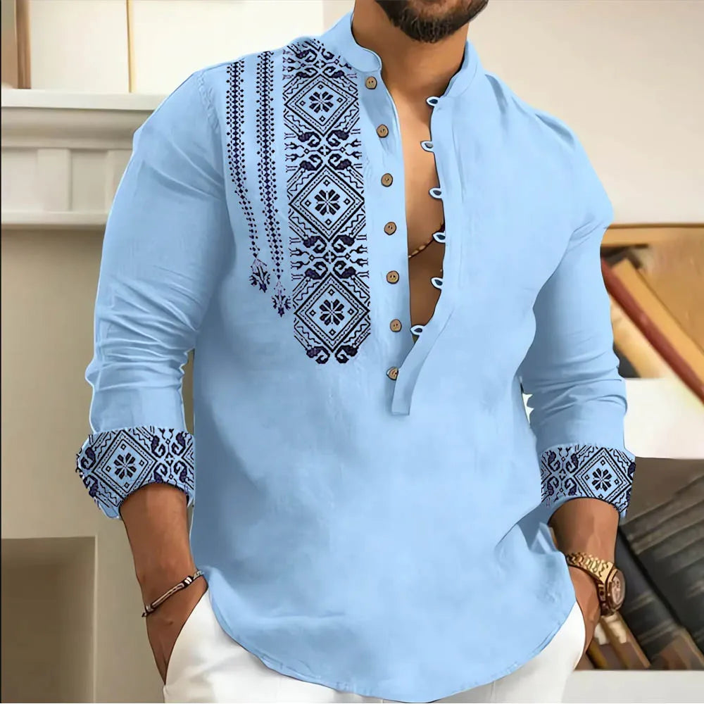2025 Spring And Summer Fashion Casual Men Long Sleeve Button-Down