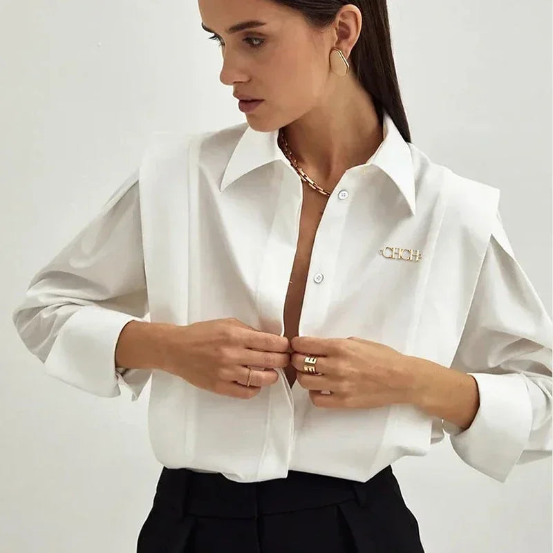 New Women's Shirt 2025 Commuter Versatile Business Long Sleeved Female