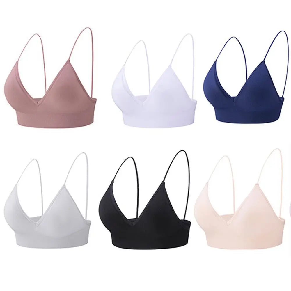 Breathable Boneless Triangle Cup Seamless Sports Bra Deep V  Bralettes