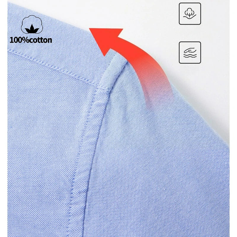 Men's 100% Cotton Oxford Shirt - Breathable Sweat-Wicking Button Down