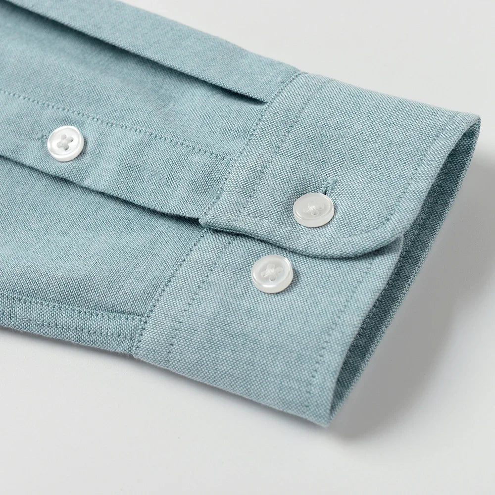 Men's Slim-Fit Oxford Cotton Shirt: Long Sleeves, Casual Breathable