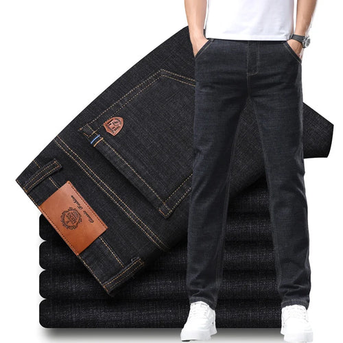 2024 Fashion Men Stretch Loose Straight Jeans Casual Elastic Slim Fit