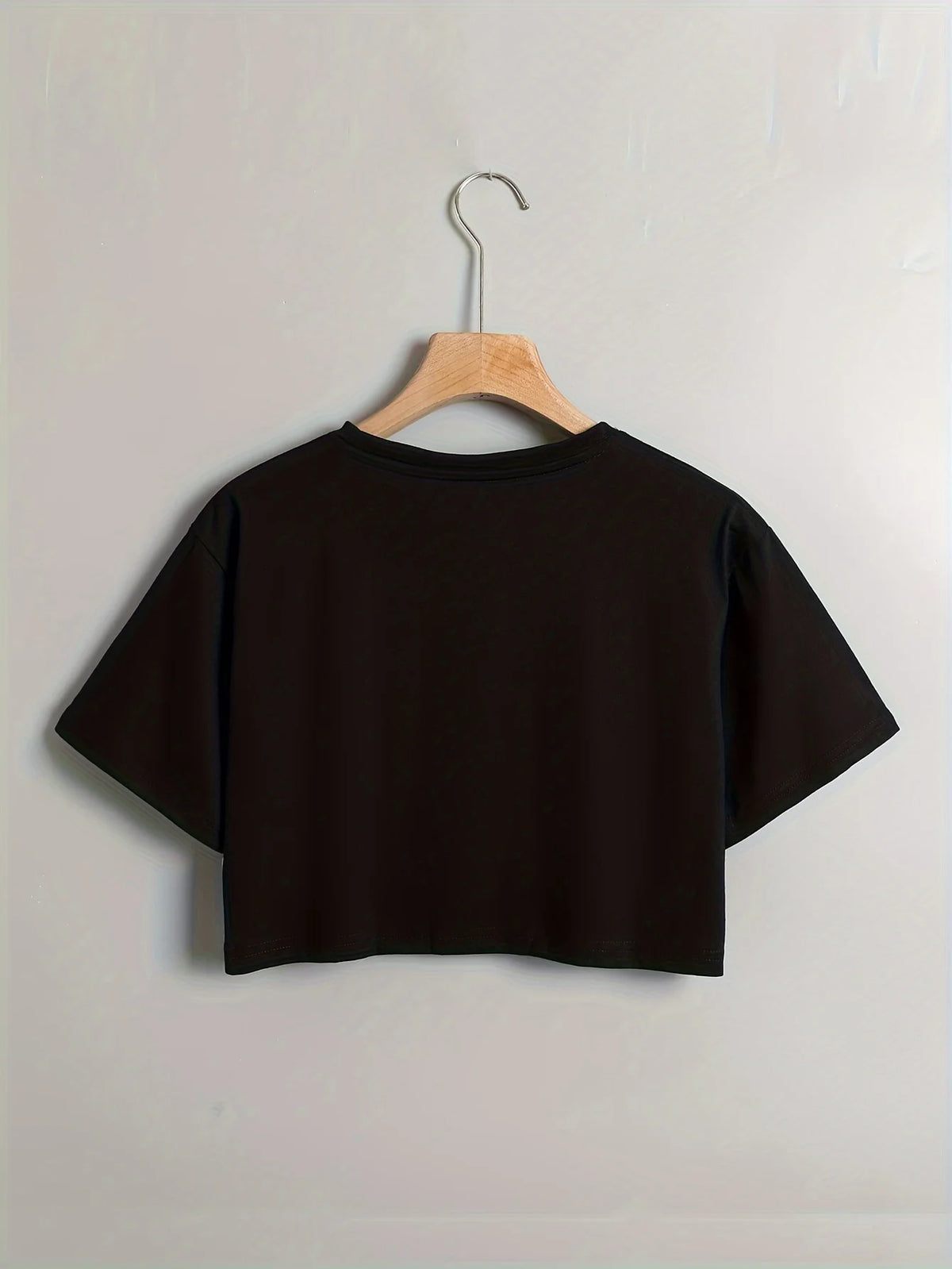 Cotton Blend Short Sleeve ME Letter Print Crop T-Shirt - Soft